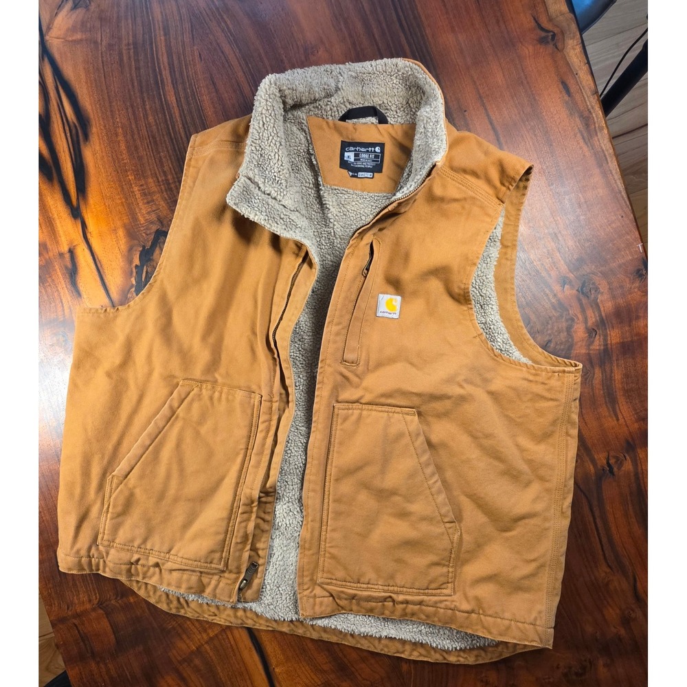 Carhartt Mens Loose Fit Washed Duck Sherpa-Lined Utility Chore Y2k Streetwear